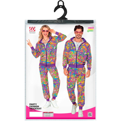 Vibrant Flower Power: Retro Hippie Tracksuit for Adults