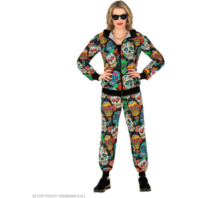 Ryškus kaukolės spaudinių sportinis kostiumas suaugusiems: išsiskirkite stilingai!