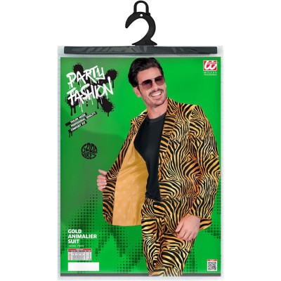 Atrask savo laukinę pusę: Žėrintis auksinis zebrų vakarėlio kostiumas vyrams