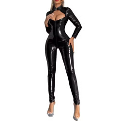 Ilgo rankinio juodo kombinezono moterims