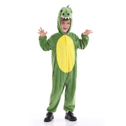 Dinosaur Costume for Kids – Green Hooded Animal Jumpsuit