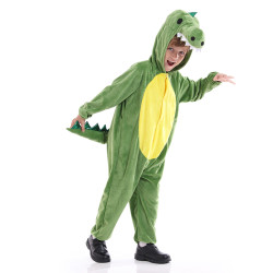 Dinosaur Costume for Kids – Green Hooded Animal Jumpsuit