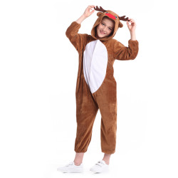 Kids Reindeer Costume – Christmas Hooded Jumpsuit