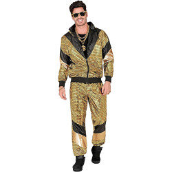 Švytuoklė 80-ųjų aukso spalvos: atšvaitusios treniruotės kostiumai suaugusiems