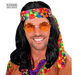 Groovy Hippie Perukas su Ryškiu Juostu – Įsikūnijkite 60-ųjų Vibą!