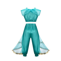 Užburiantis mėlyno-auksinis princesės kostiumas mergaitėms: Blizga kaip karališkumas!