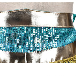 Užburiantis mėlyno-auksinis princesės kostiumas mergaitėms: Blizga kaip karališkumas!