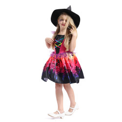 Witch Costume for Girls with Hat – Halloween Outfit