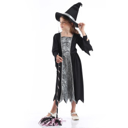 Black Spider Witch Costume for Girls – Halloween Dress with Hat