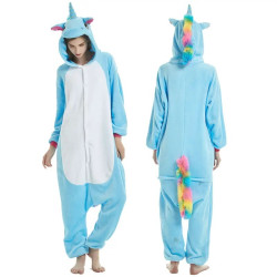 Blue Unicorn Costume for Kids and Adults – Hooded Jumpsuit