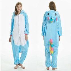 Blue Unicorn Costume for Kids and Adults – Hooded Jumpsuit