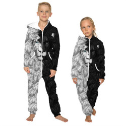 Kids Lion Costume with 3D Print – Hooded Jumpsuit