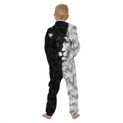 Kids Lion Costume with 3D Print – Hooded Jumpsuit