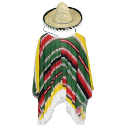 Mexican Costume for Men – Poncho and Sombrero Outfit