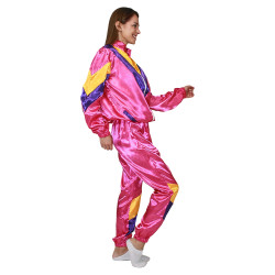 80-ųjų stiliaus rožinis sportinis kostiumas