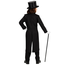 Vaikiškas juodas frakas su satino apykakle