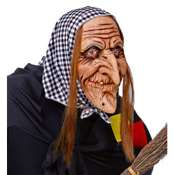 Raganos kaukė su plaukais ir skarele