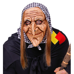 Raganos kaukė su plaukais ir skarele