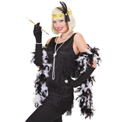 Auskinė blizganti galvos juosta su plunksnomis ir perlais