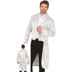 Frakas su blizgučiais suaugusiems (sidabrinis)