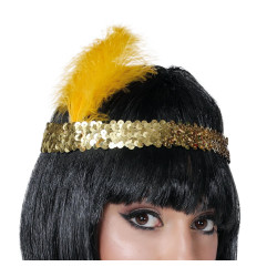 Auksinė Čarlstono tiara su plunksna