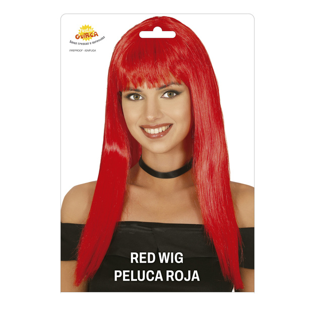 Raudonos spalvos perukas