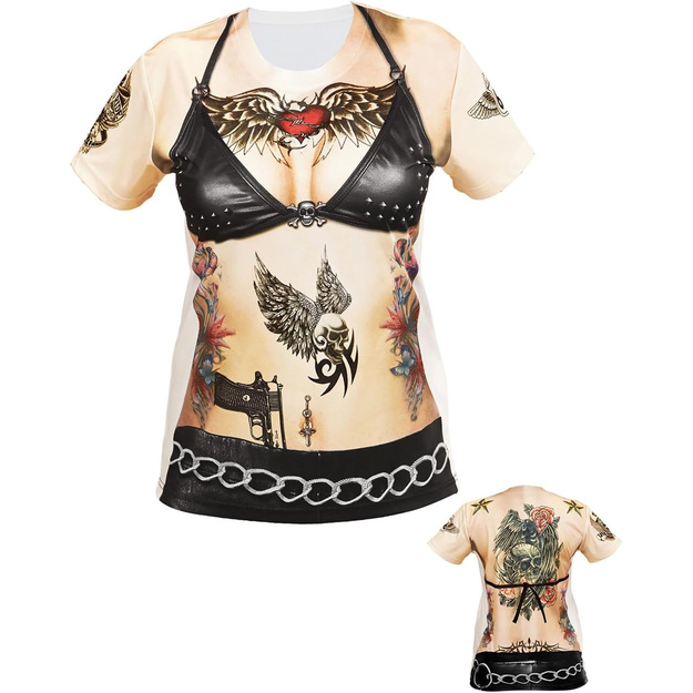 Rokeri&scaron;ki / baikeri&scaron;ki mar&scaron;kinėliai su tatuiruočių spauda moterims