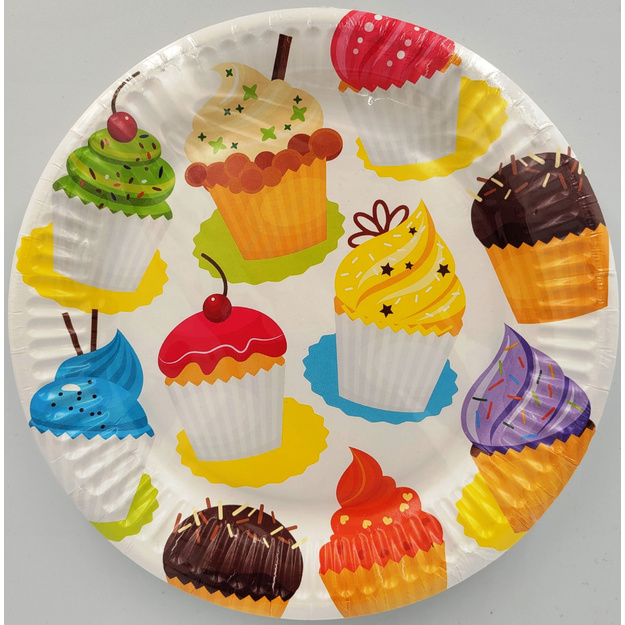 Vienkartinės popierinės lėk&scaron;tės  Cupcake , 18 cm, 8 vnt.