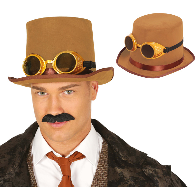 Steampunk skrybėlė su akiniais