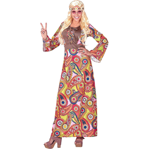 Krāsains Hipiju Šiks: Izbaudi 70. gadu Vibe ar Šo Krāsaino Kleitu!