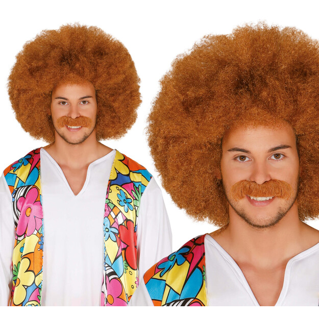 Rudos spalvos afro perukas