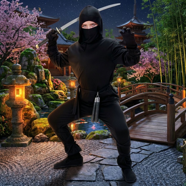 Atbrīvo savu iekšējo kareivju: Ultimāta melnā ninja kostīms bērniem