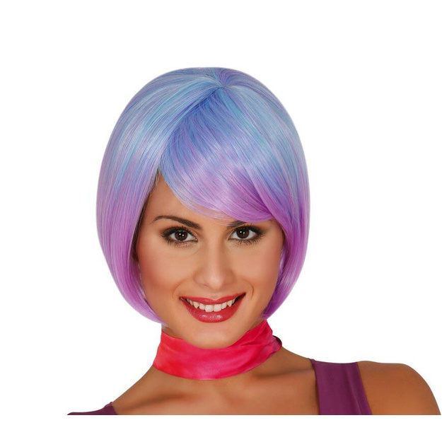 Trumpas violetinis perukas