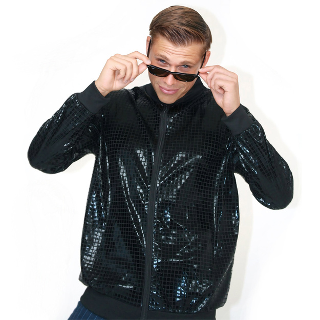 Disco stiliaus juoda Bomber striukė