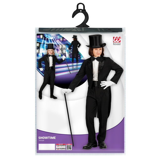 Vaikiška melna frakas ar satīna apkakle