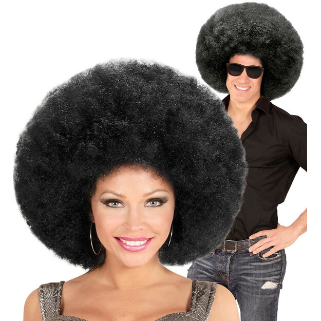 Atrodykite ryškiai su drąsiu juodu dideliu afro peruku!
