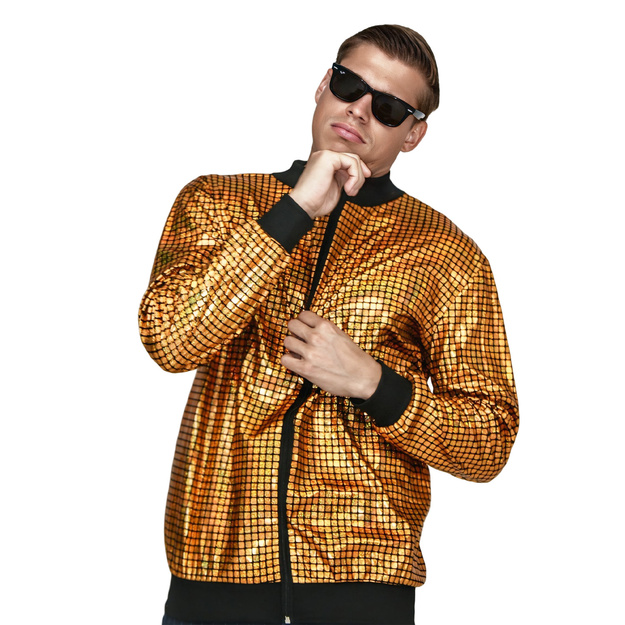 Disco stiliaus auksinė Bomber striukė