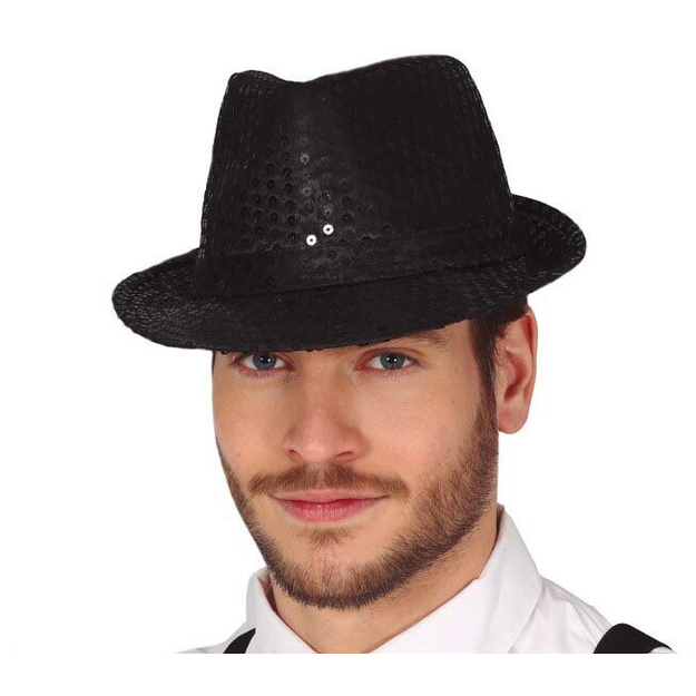 Juoda blizganti gangsterių skrybėlė