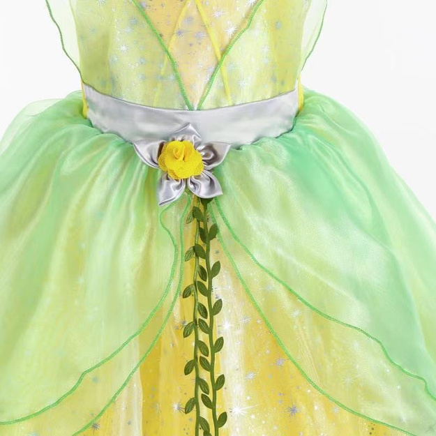 Burvīga dzelteni-zaļa princeses kleita maziem karalniekiem