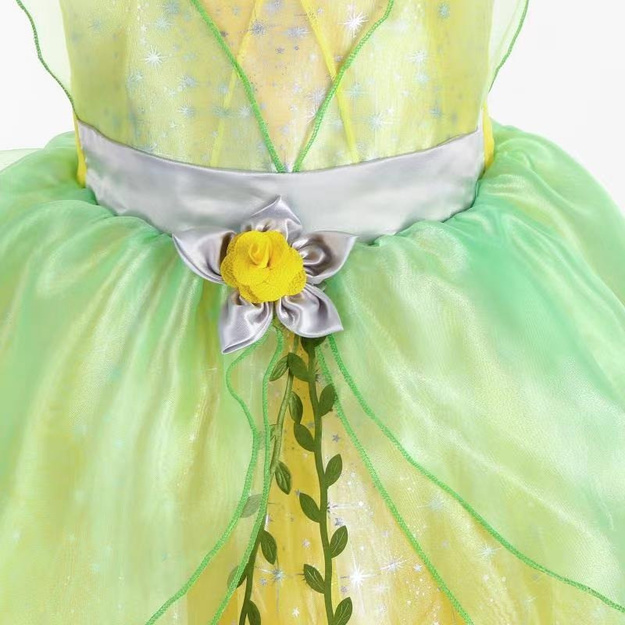 Burvīga dzelteni-zaļa princeses kleita maziem karalniekiem