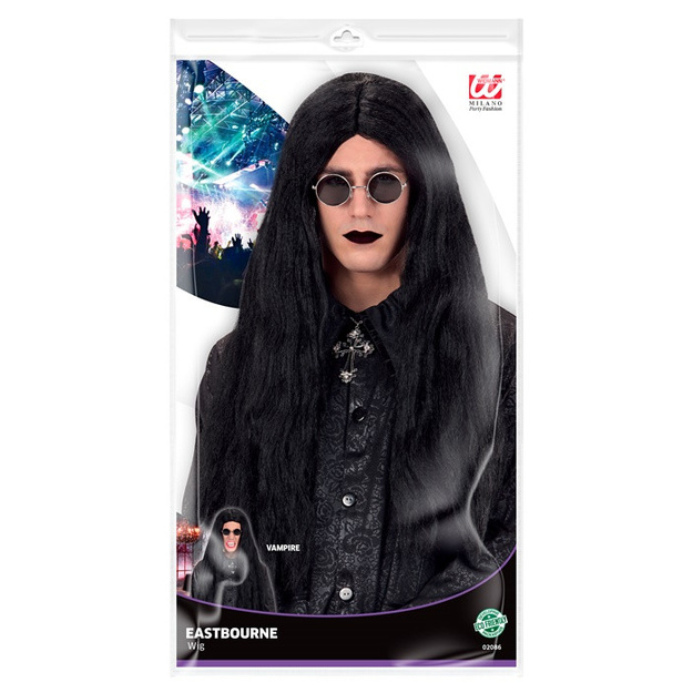 Juodas ilgas vampyro stiliaus perukas