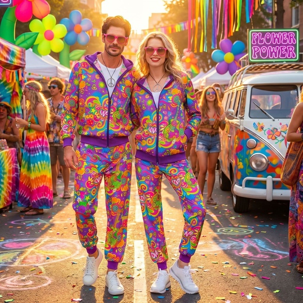 Krāsaina Ziedu Spēks: Retro Hipiju Tērps Pieaugušajiem