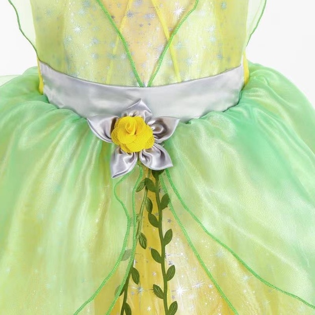 Geltonai žalia princesės suknelė mergaitėms